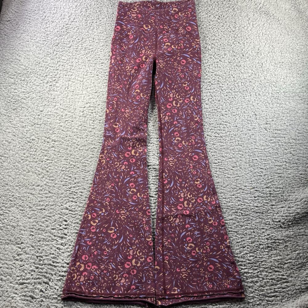 prAna Bohemia Hill Flare Pants Women's Size XS Floral Hemp Organic Cotton Yoga